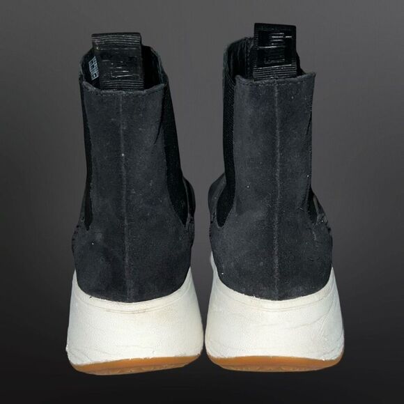 Women’a FitFlop F-MODE Black Suede Flatform Chelsea Boots Suze 5 - Picture 5 of 8